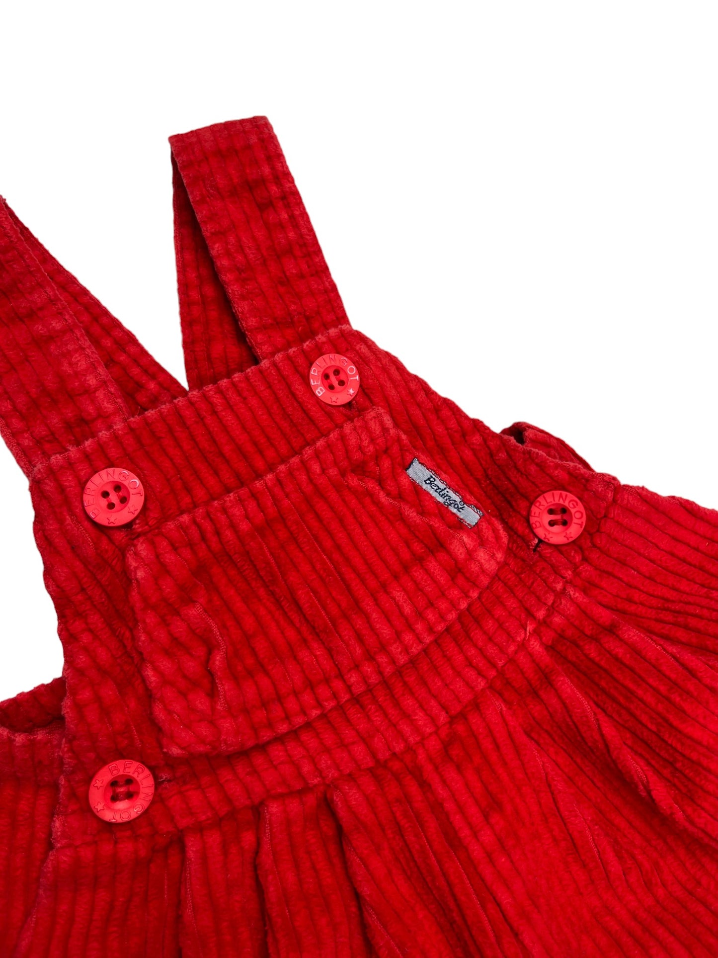 Salopette vintage velours rouge - 6 mois