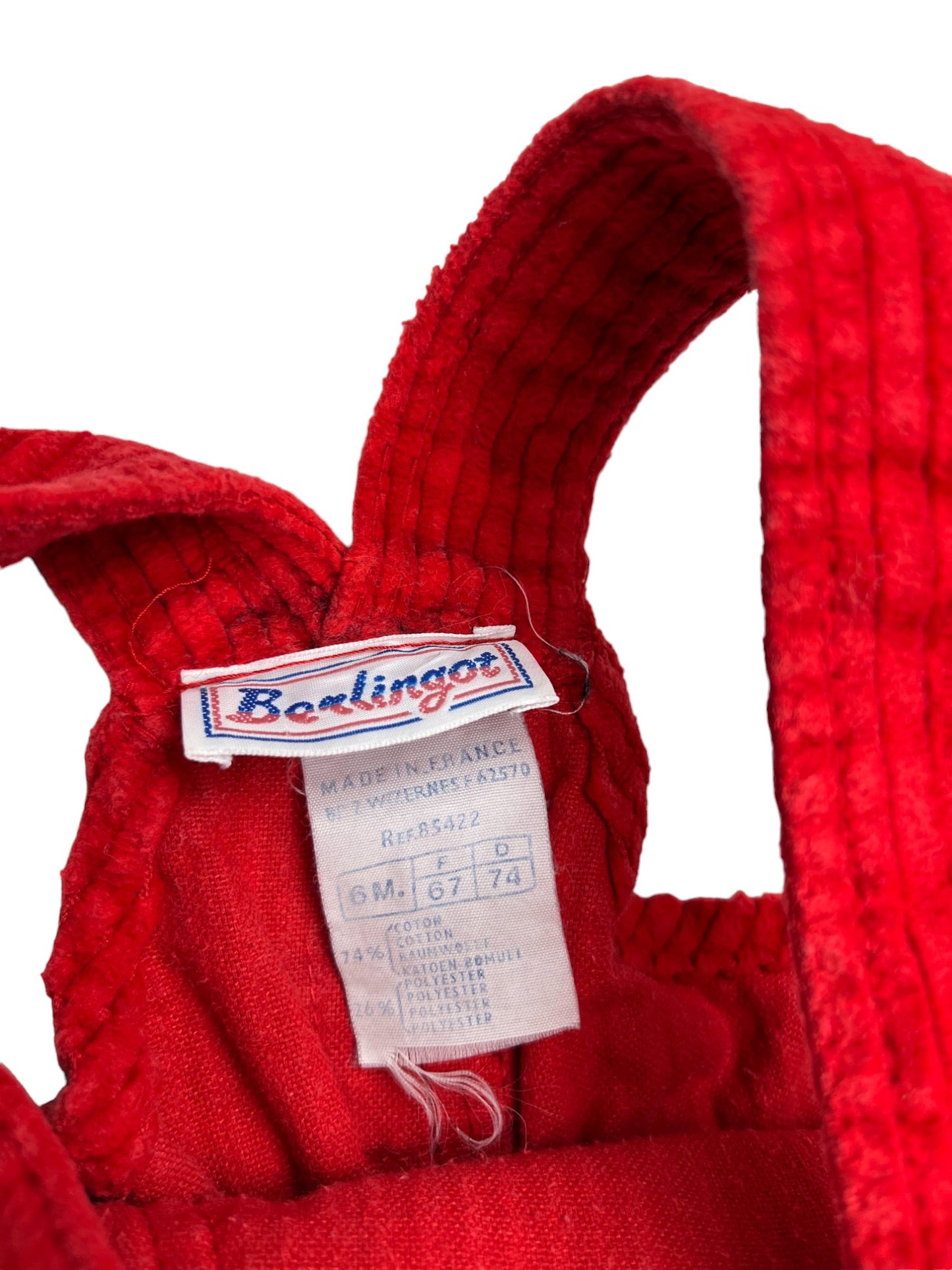 Salopette vintage velours rouge - 6 mois