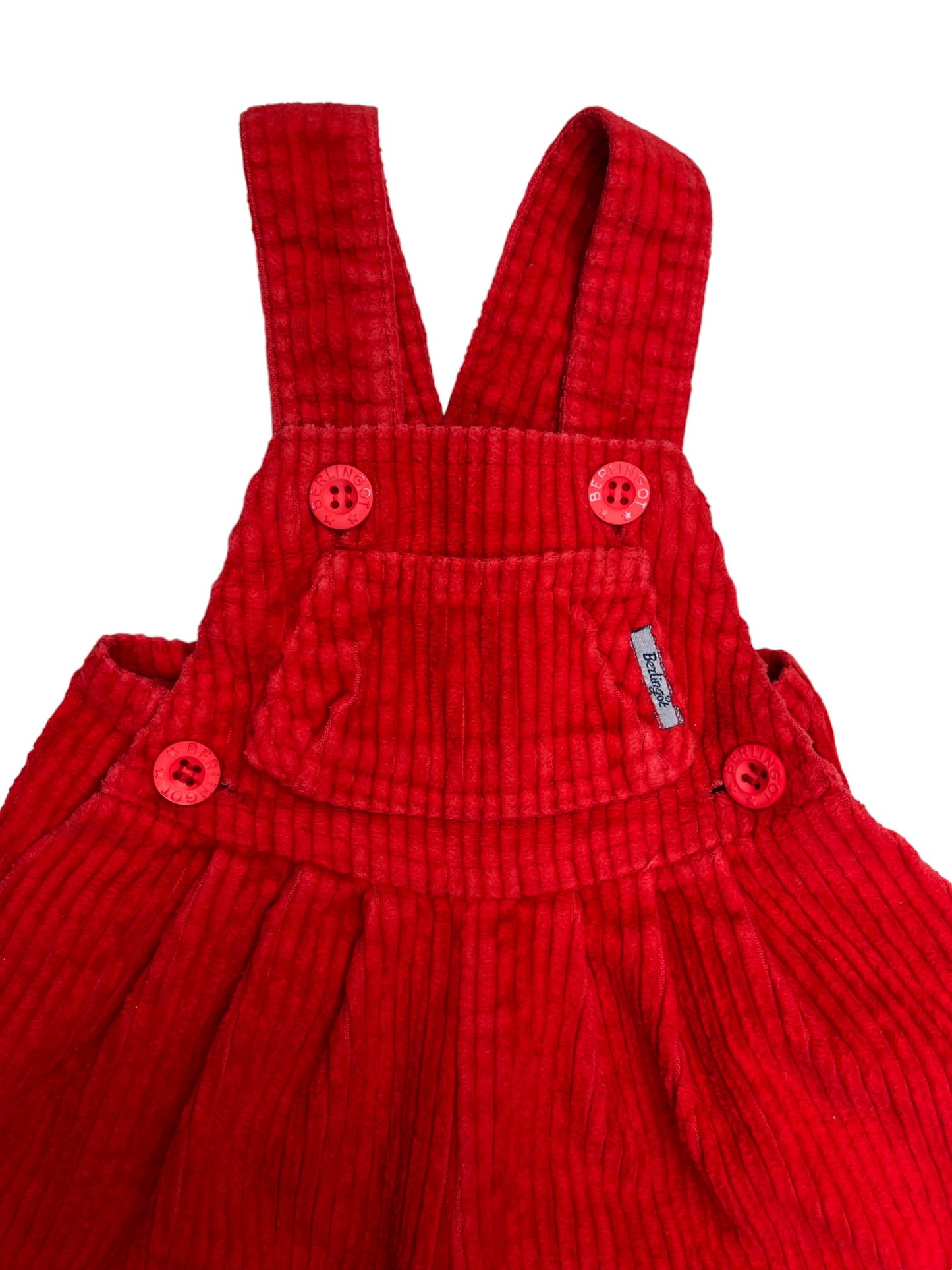 Salopette vintage velours rouge - 6 mois