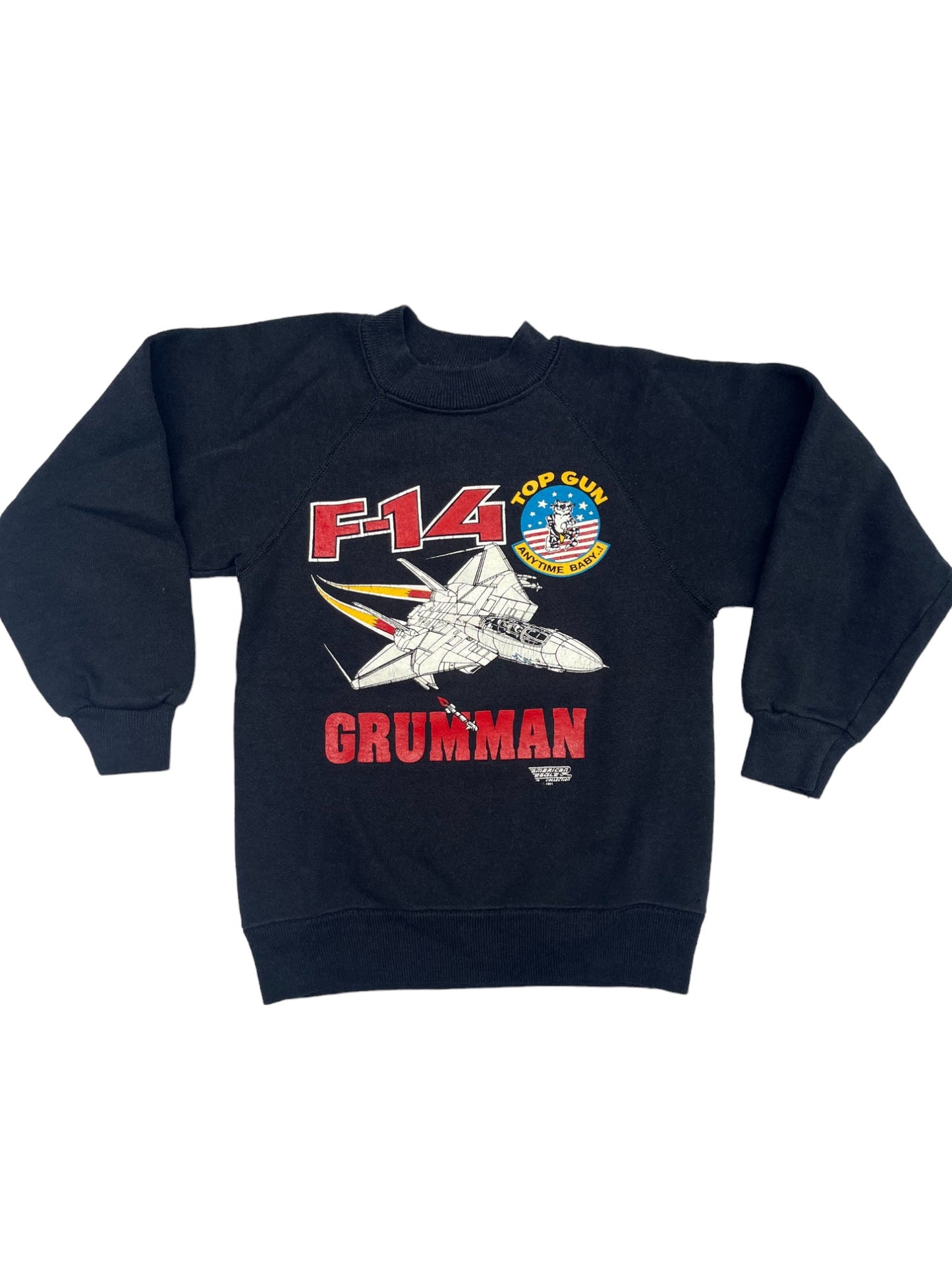 Sweat 90's noir avion de chasse - 6 ans