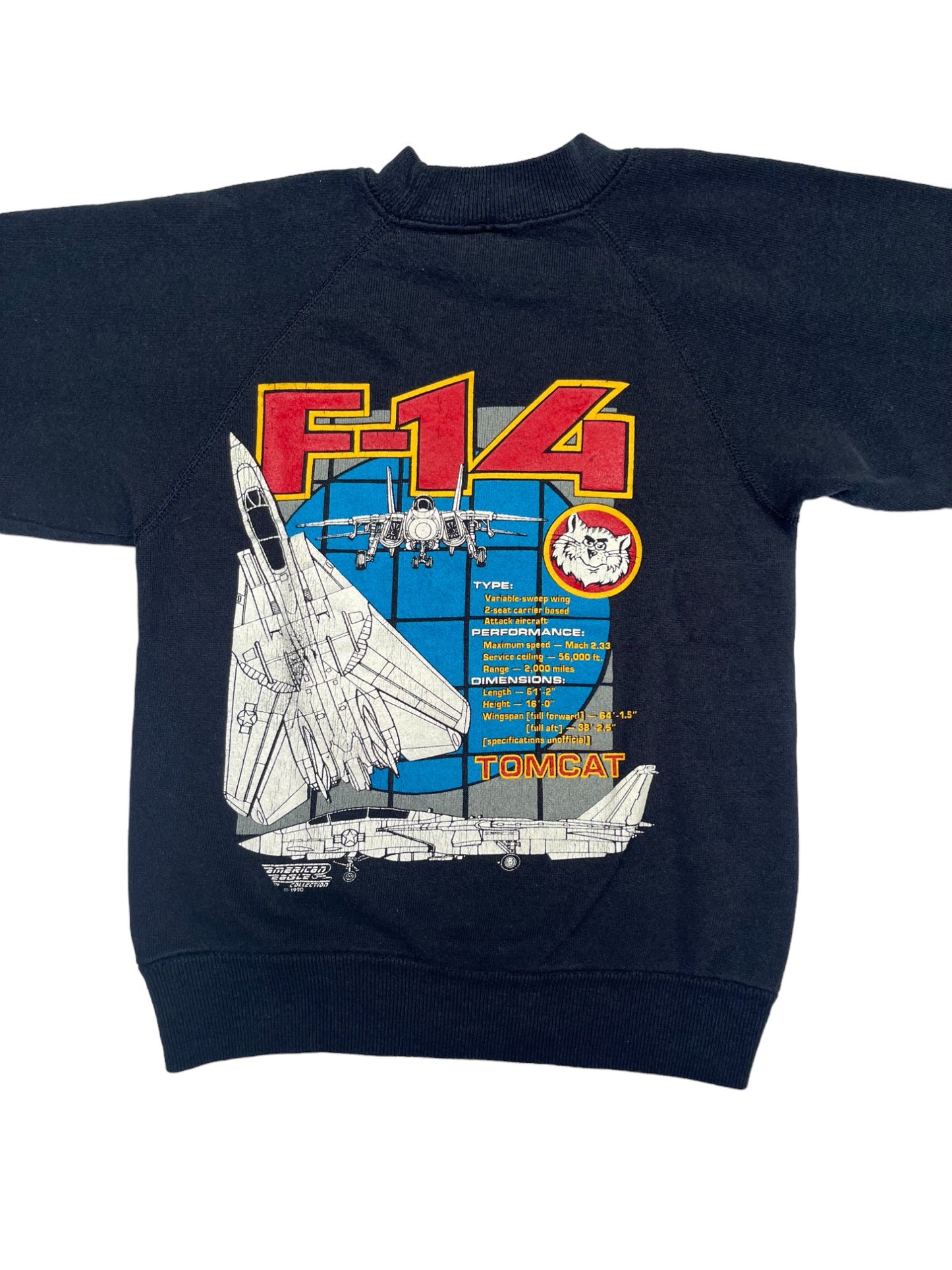 Sweat 90's noir avion de chasse - 6 ans