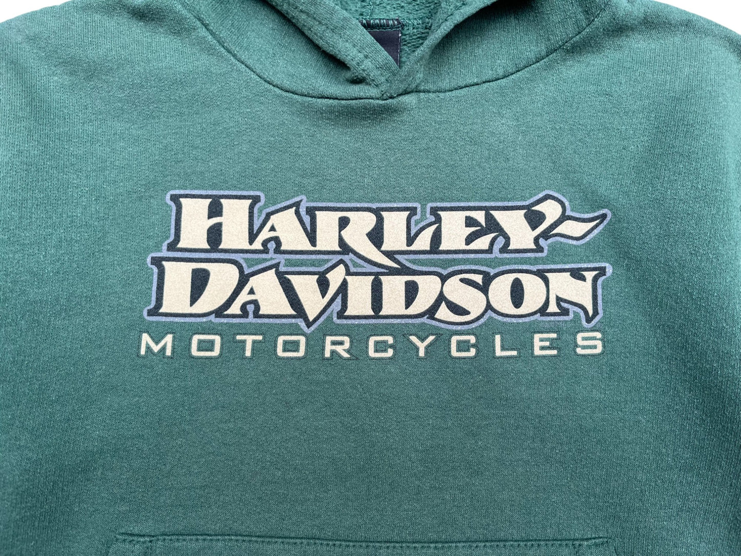 Sweat 90's vert à capuche Harley Davidson - 8 ans