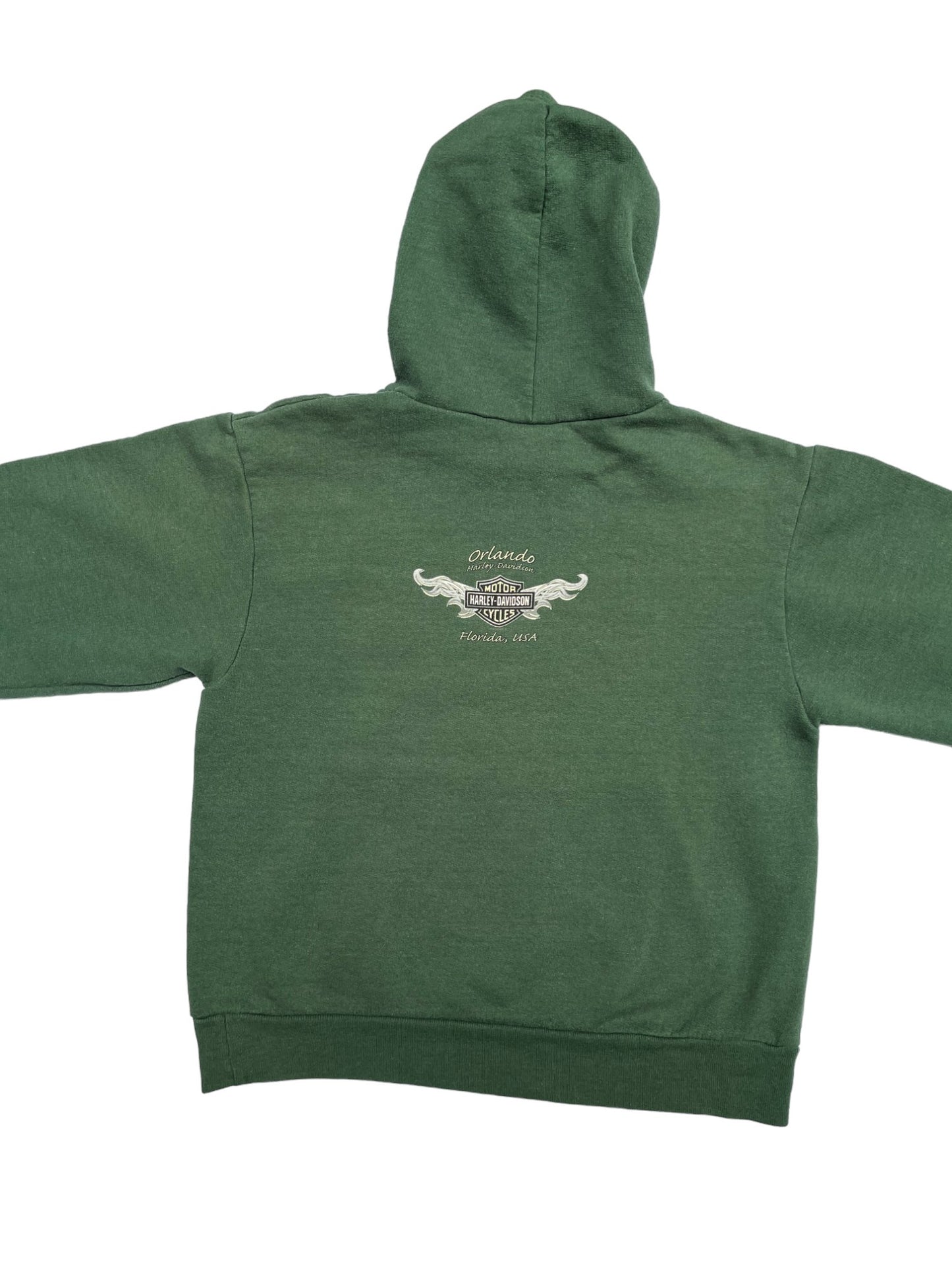 Sweat 90's vert à capuche Harley Davidson - 8 ans