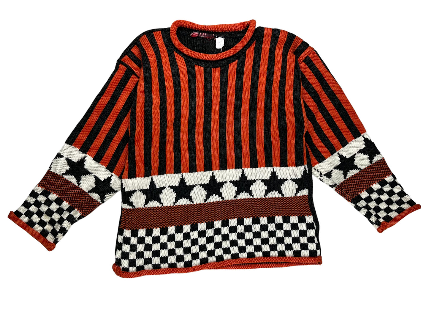 Pull vintage rouge et noir - 8 ans