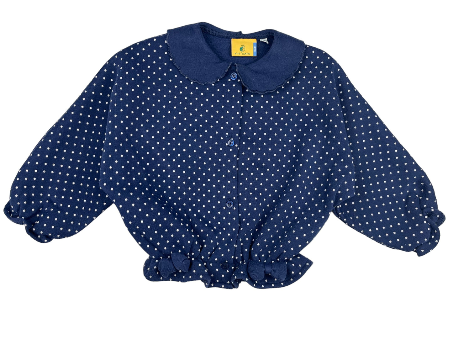 Pull vintage bleu à pois - 5 ans