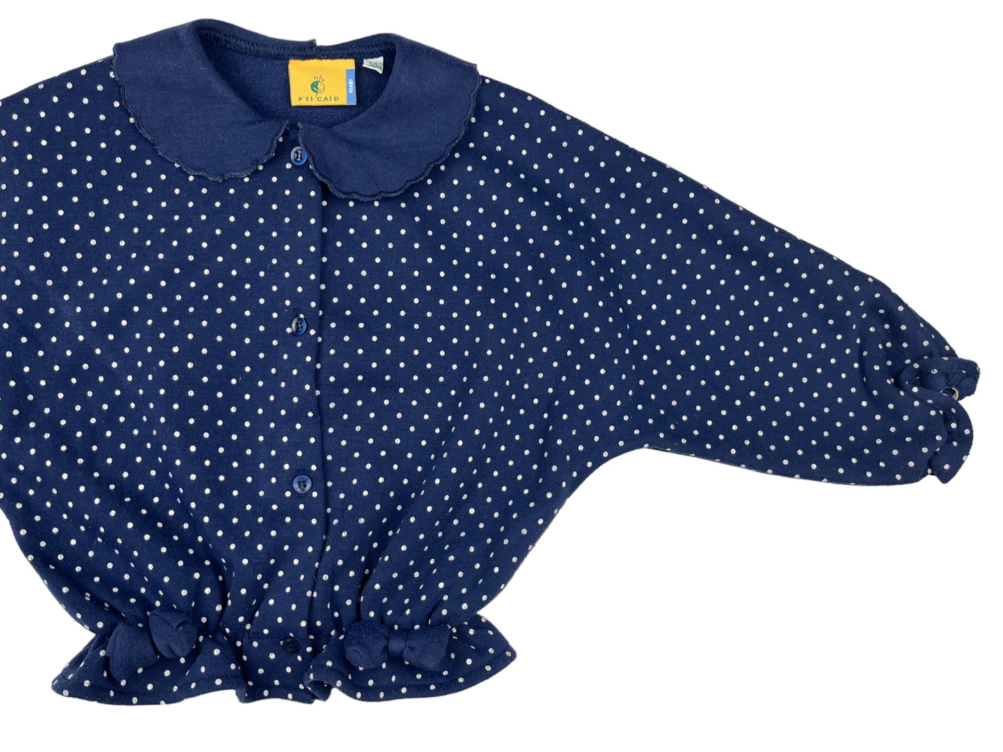 Pull vintage bleu à pois - 5 ans