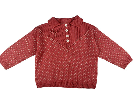 Pull rose tricoté-main - 4 ans