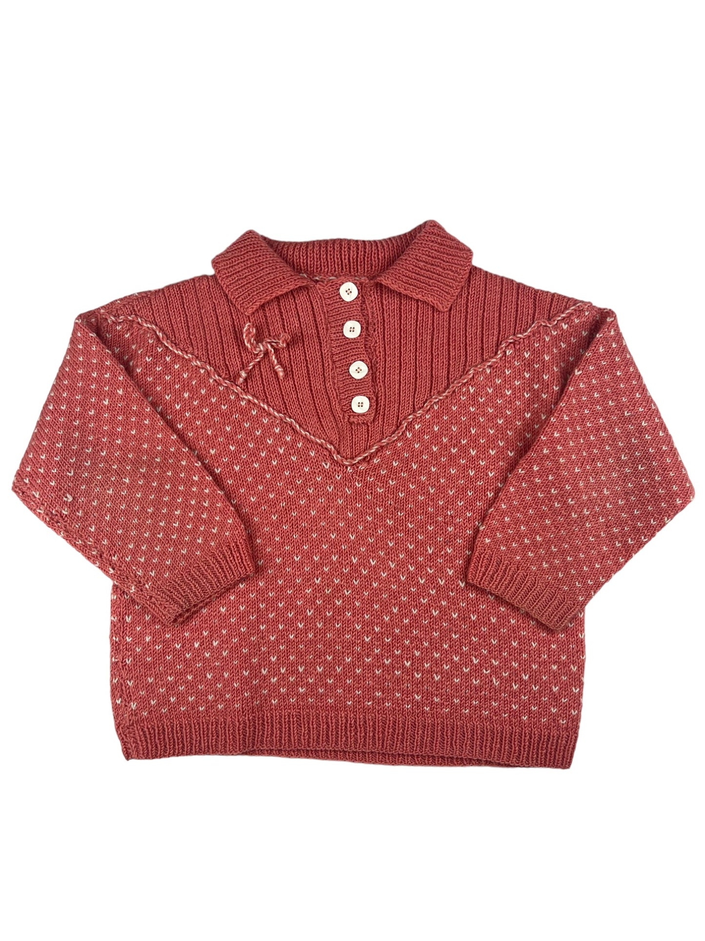 Pull rose tricoté-main - 4 ans