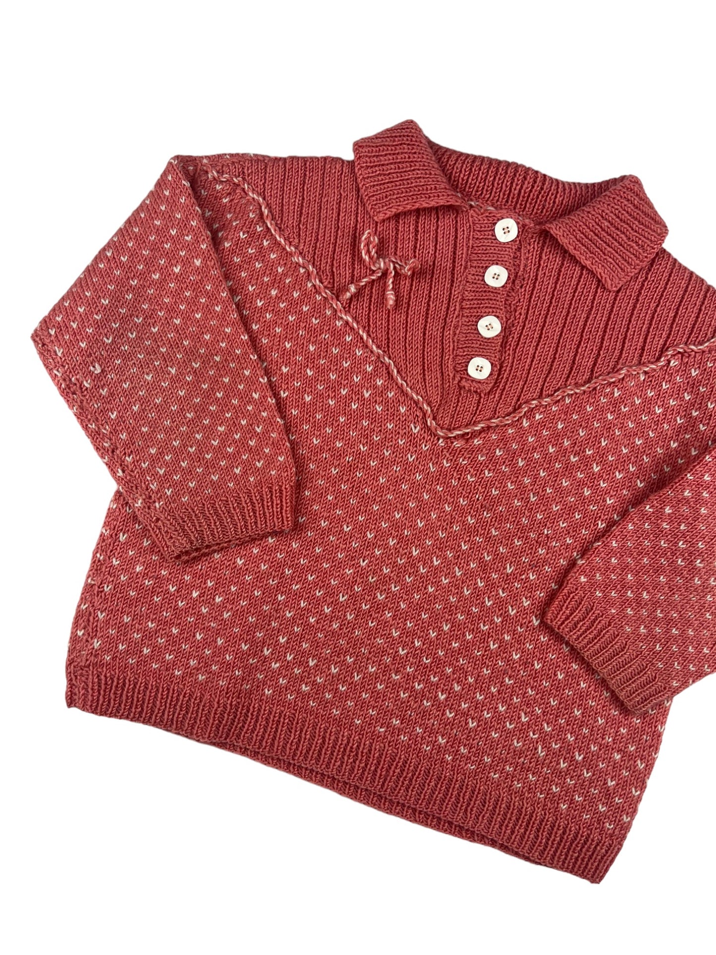 Pull rose tricoté-main - 4 ans