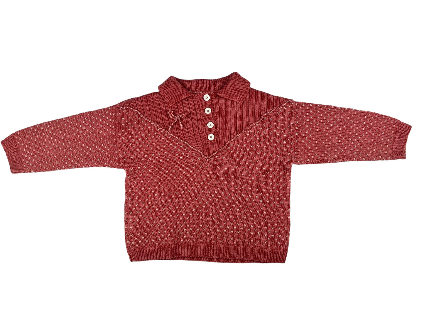 Pull rose tricoté-main - 4 ans