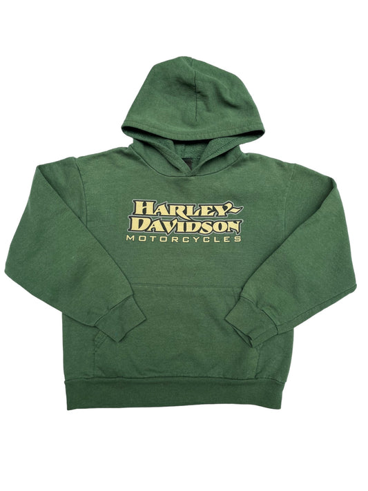 Sweat 90's vert à capuche Harley Davidson - 8 ans